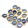 Natural Untreated Blue Sapphire Oval 925 Sterling Silver Gold Vermeil Bezel Connector Quantity 2 pc. & Size 16mm approx. Same Size ~ Perfect for Designer Jewellery Totally handmade .925 Sterling.